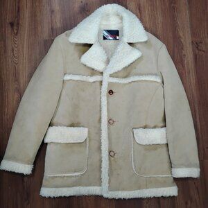 Vintage Wiman Western Outdoor Shearling Suede Leather Coat Jacket